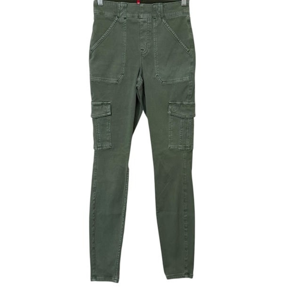 Spanx Green Tummy Control Stretch Twill Skinny Ankle Cargo Pants Womens S